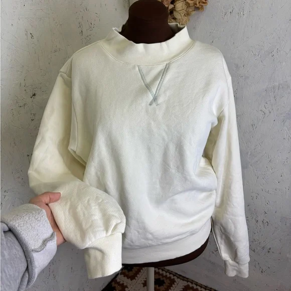 PARKE Classic Mockneck Off white Sweatshirt Oversized S/M - Picture 2 of 10